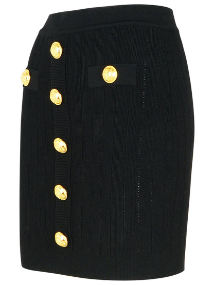 Balmain Black Viscose Blend Miniskirt Women by Luosophy