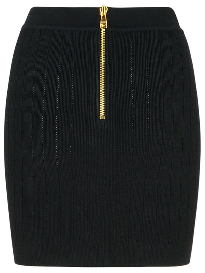 Balmain Black Viscose Blend Miniskirt Women by Luosophy