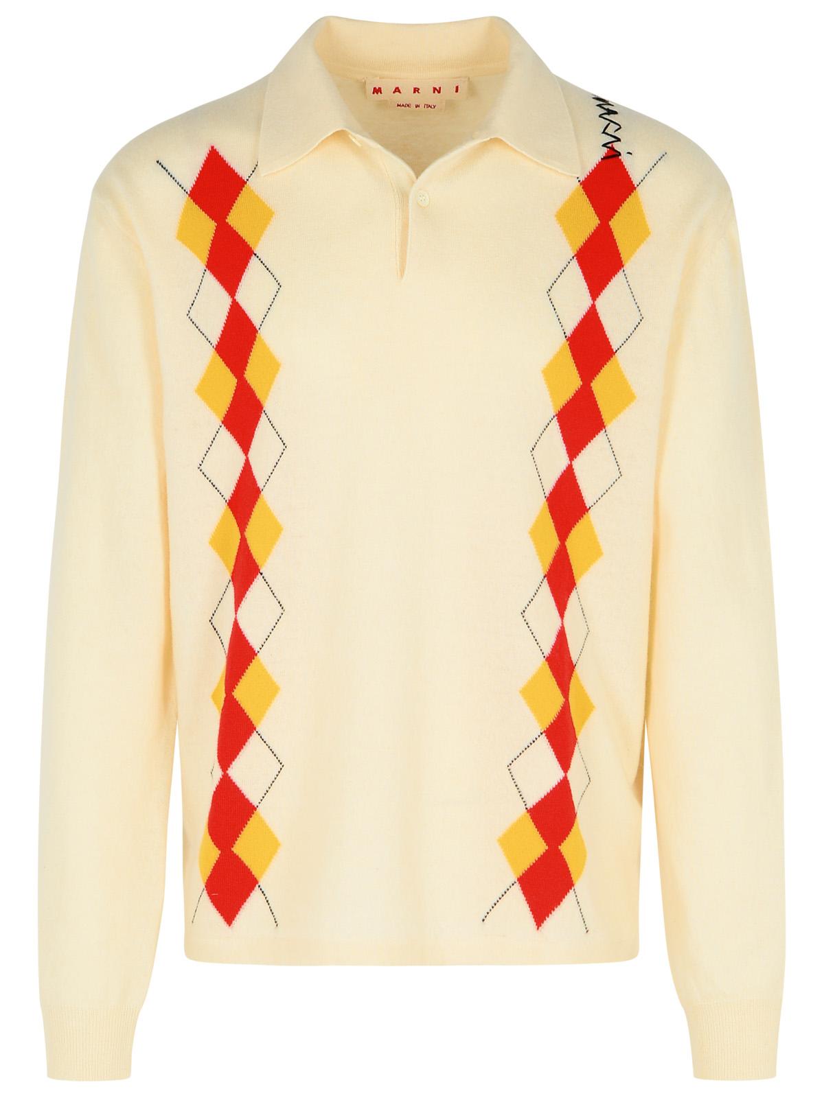 Marni Ivory Virgin Wool Polo Shirt Men by Luosophy