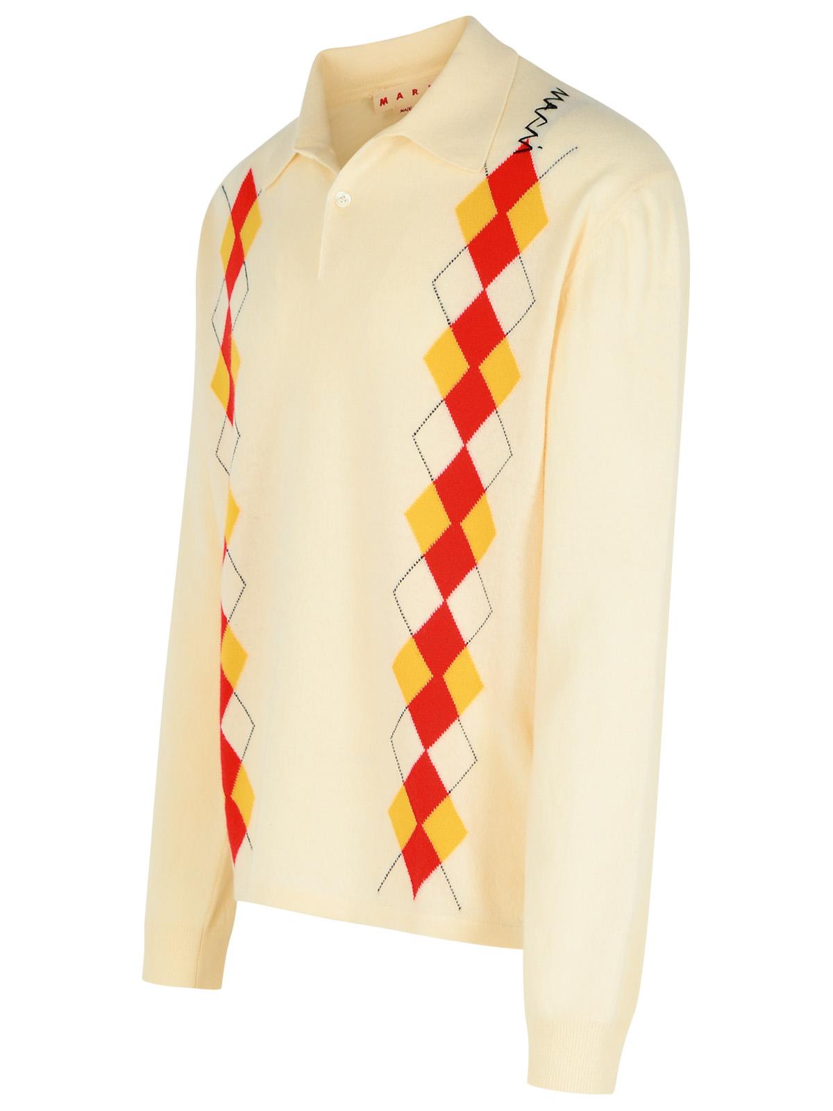 Marni Ivory Virgin Wool Polo Shirt Men by Luosophy