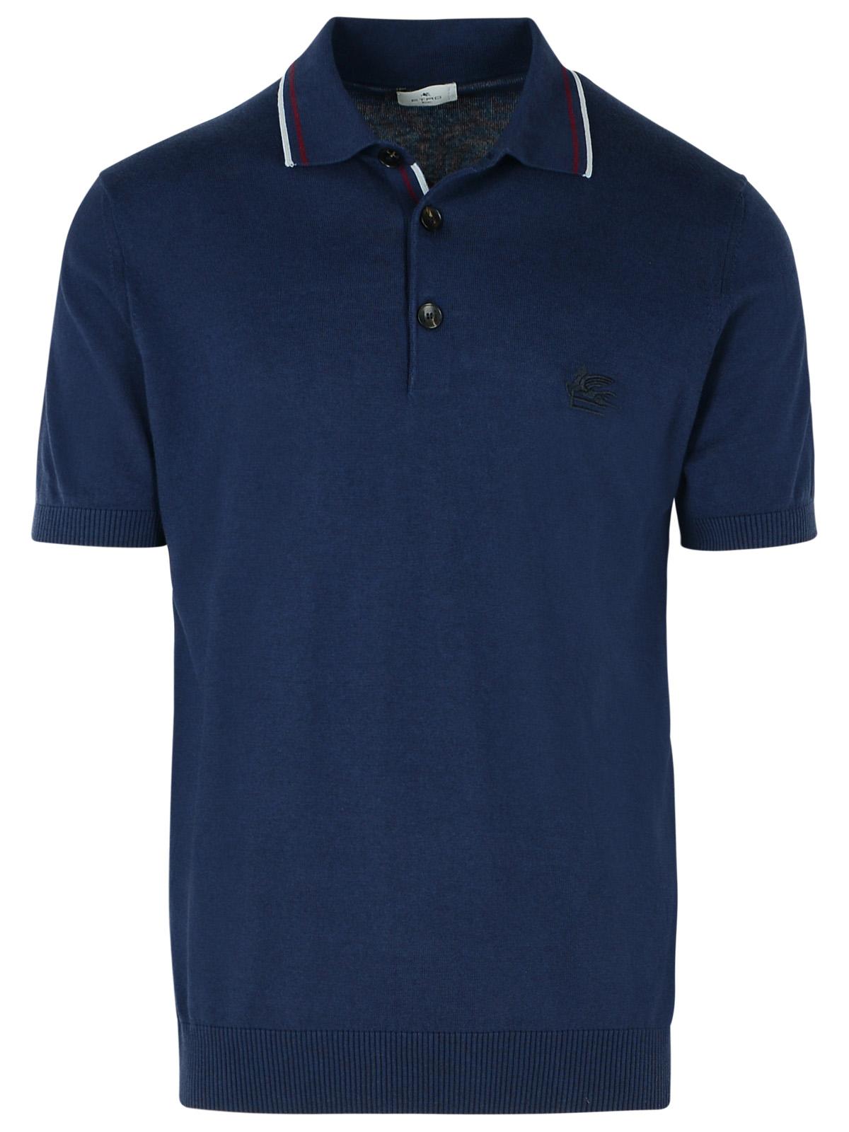 Etro Navy Cotton Polo Shirt Men by Luosophy