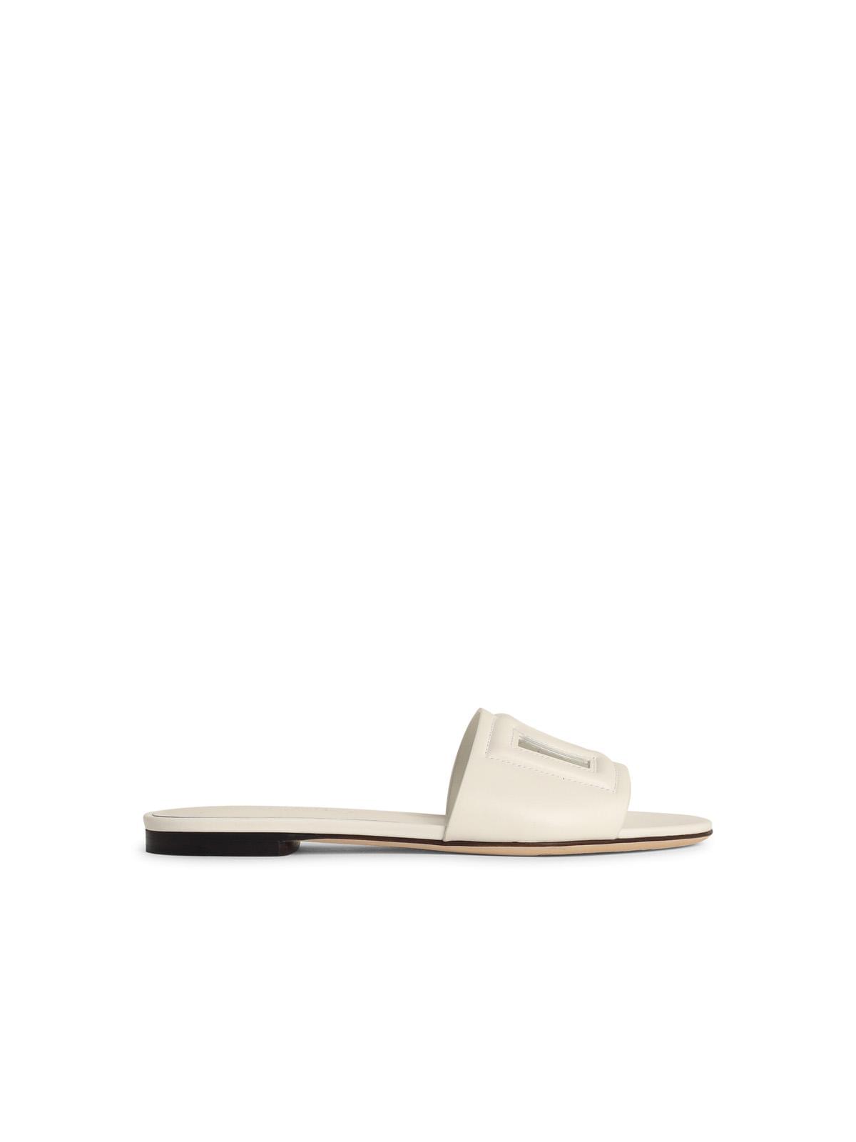 Dolce &amp; Gabbana White Leather Slippers Women