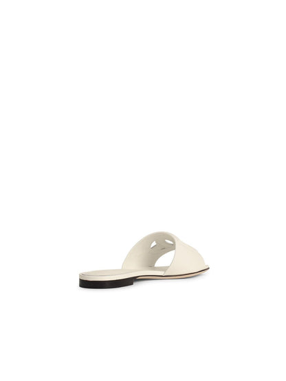 Dolce &amp; Gabbana White Leather Slippers Women