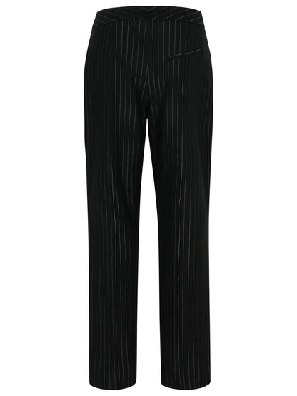 Ganni Black Viscose Blend Trousers Women by Luosophy