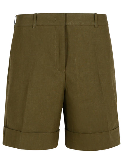Jil Sander Green Linen Shorts Women by Luosophy