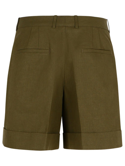 Jil Sander Green Linen Shorts Women by Luosophy