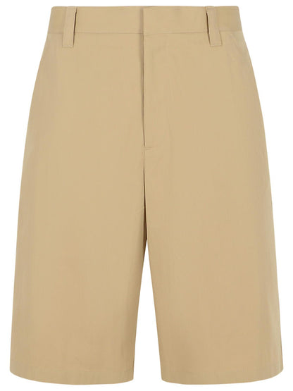 Moschino Beige Cotton Blend Bermuda Shorts Men by Luosophy