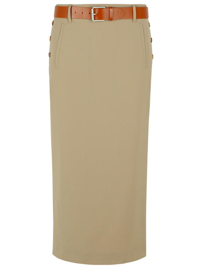 Moschino Beige Virgin Wool Skirt Women by Luosophy