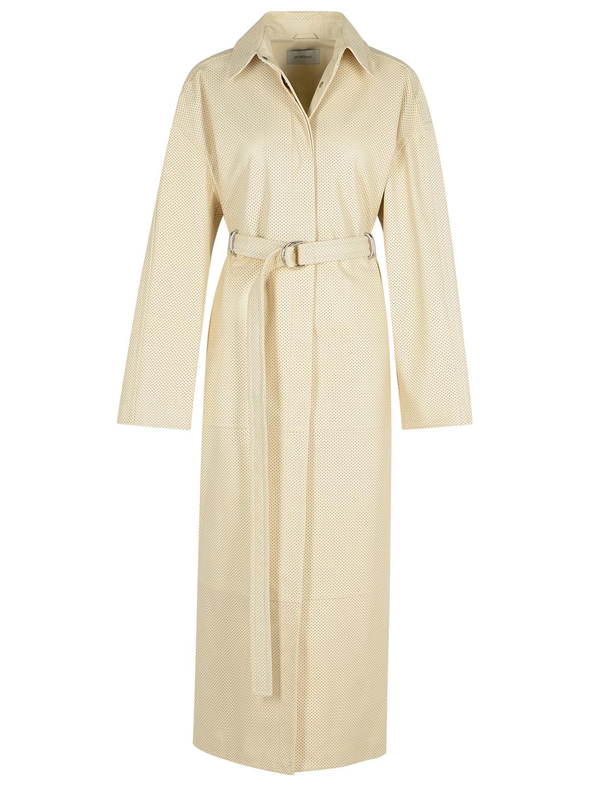 Sportmax Ivory Leather Trench Coat Women by Luosophy