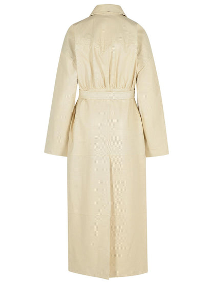 Sportmax Ivory Leather Trench Coat Women by Luosophy