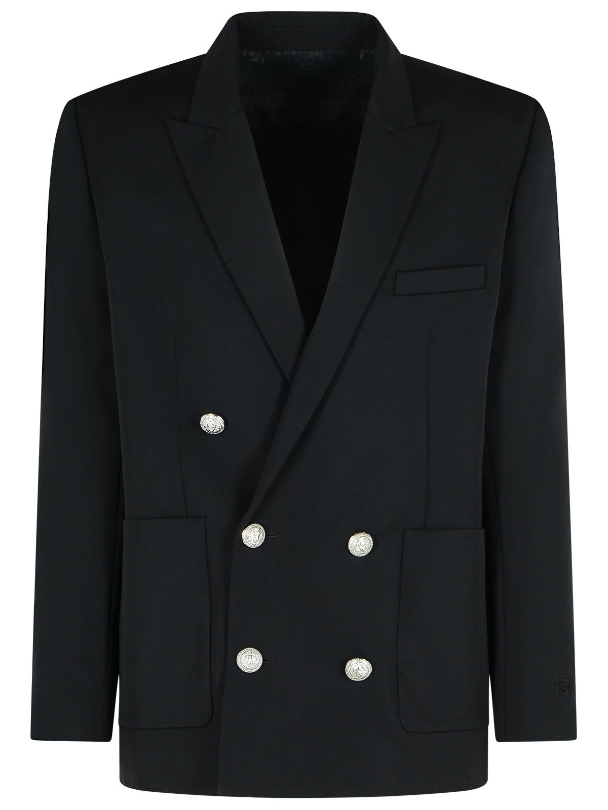 Balmain Black Virgin Wool Blazer Men by Luosophy