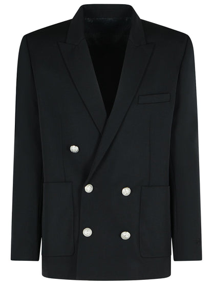 Balmain Black Virgin Wool Blazer Men by Luosophy