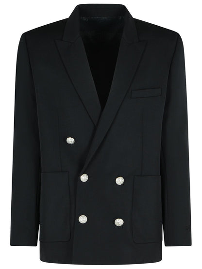 Balmain Black Virgin Wool Blazer Men