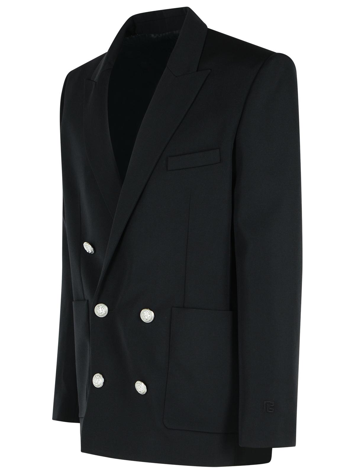 Balmain Black Virgin Wool Blazer Men by Luosophy