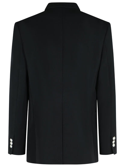 Balmain Black Virgin Wool Blazer Men by Luosophy