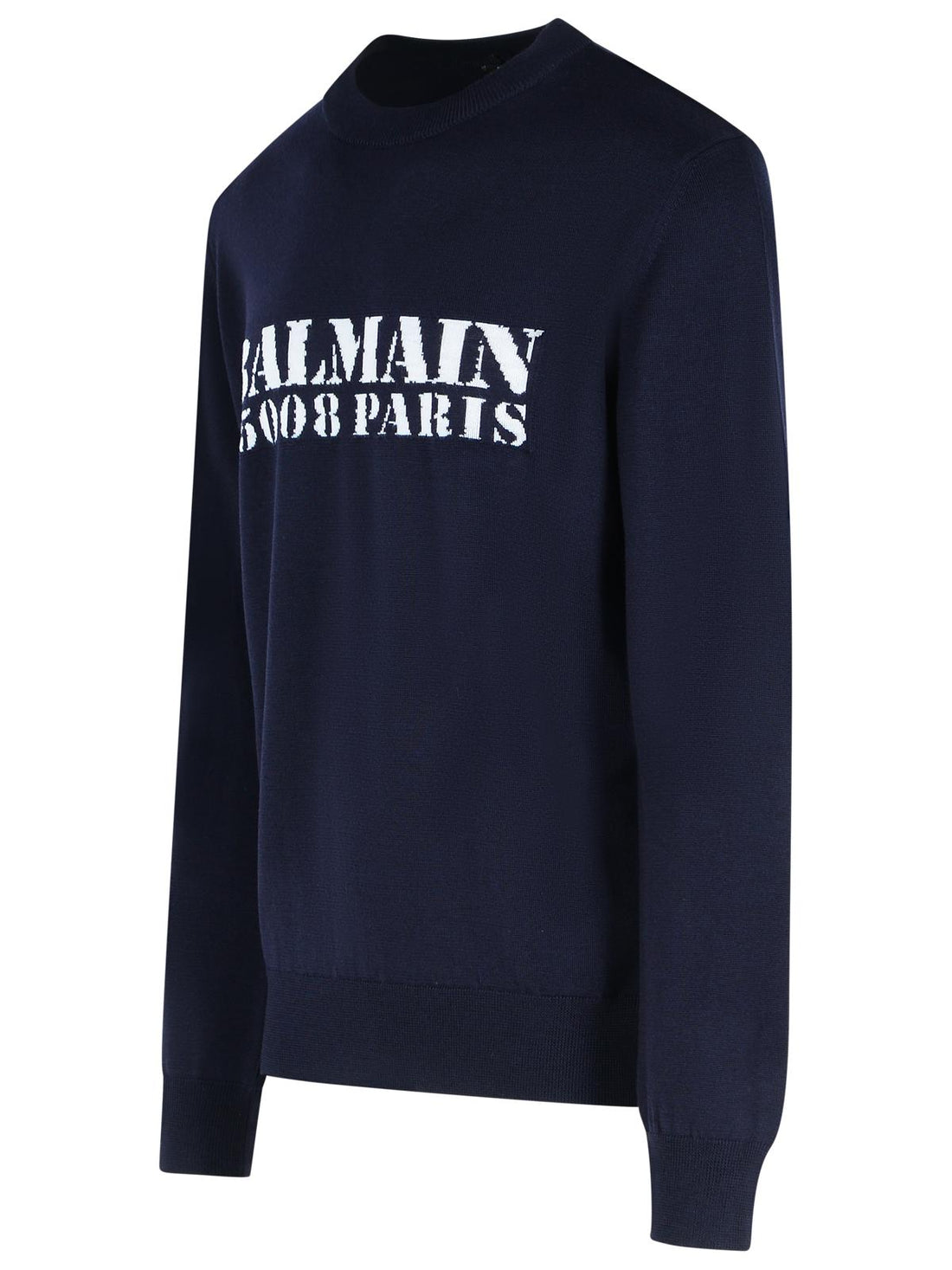 Balmain Navy Merino Wool Sweater Men by Luosophy