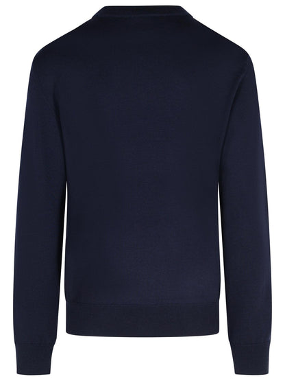 Balmain Navy Merino Wool Sweater Men by Luosophy