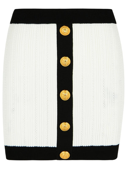 Balmain Mini Skirt In White Viscose Blend Women by Luosophy