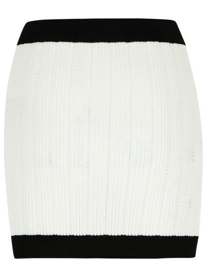 Balmain Mini Skirt In White Viscose Blend Women by Luosophy