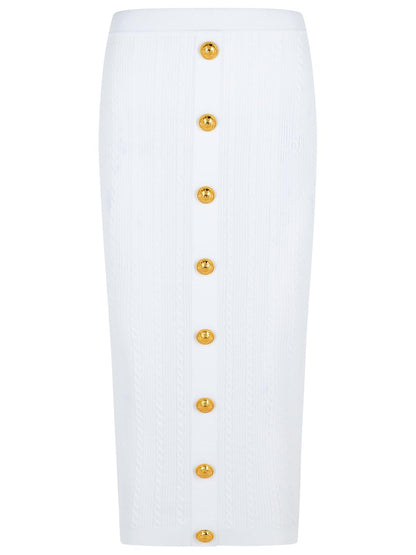 Balmain Long Skirt In White Viscose Blend Women by Luosophy