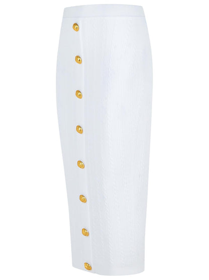 Balmain Long Skirt In White Viscose Blend Women by Luosophy