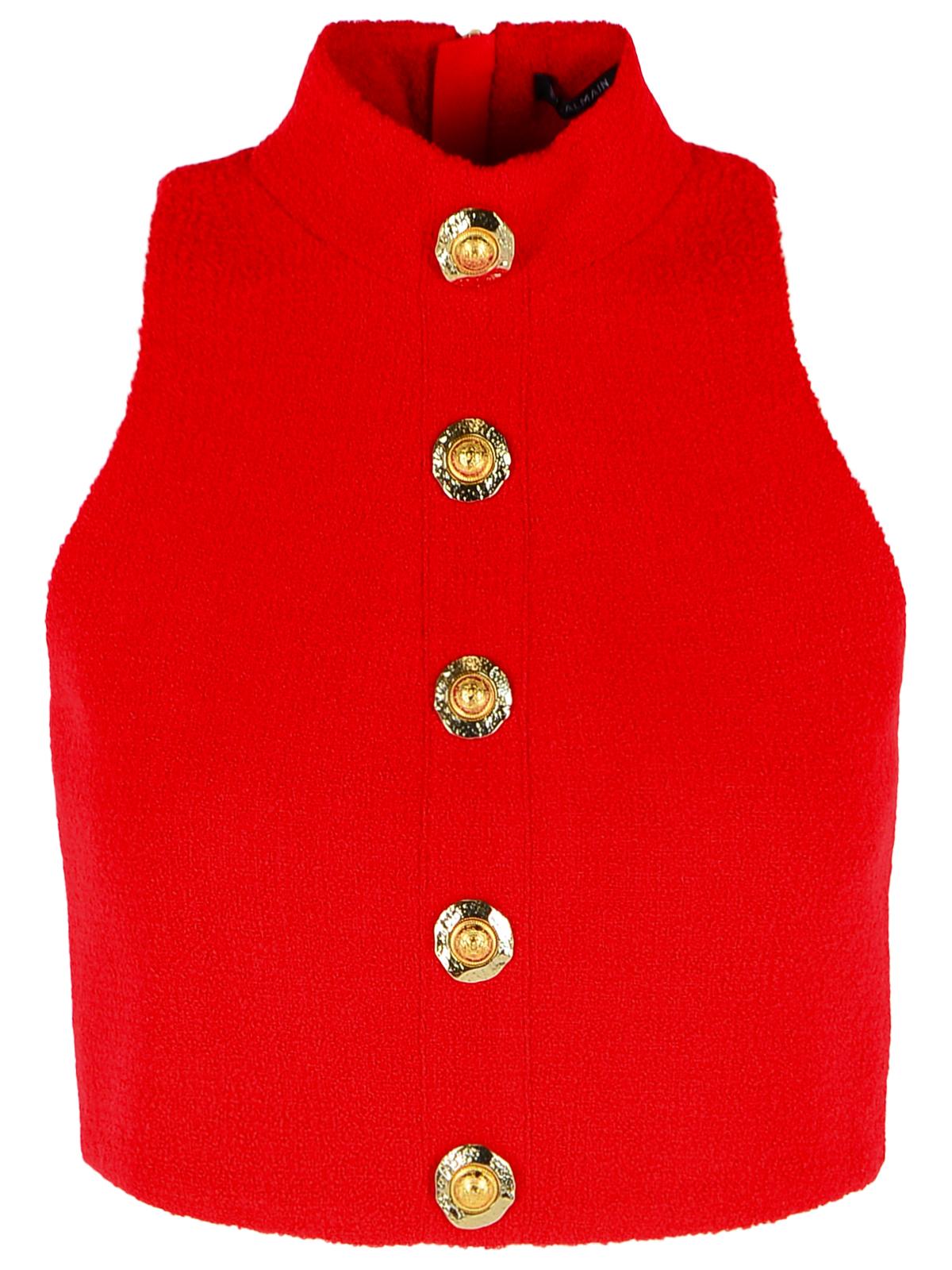 Balmain Red Virgin Wool Top Women by Luosophy