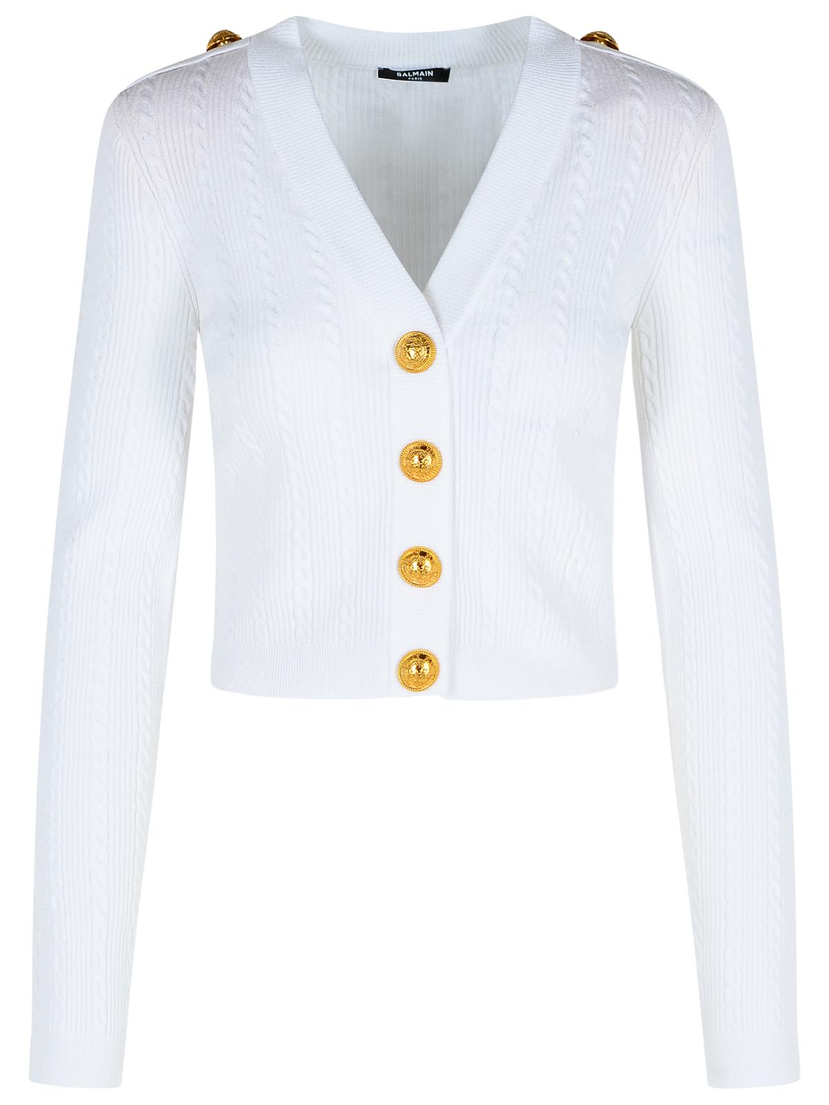 Balmain White Viscose Blend Cardigan Women by Luosophy