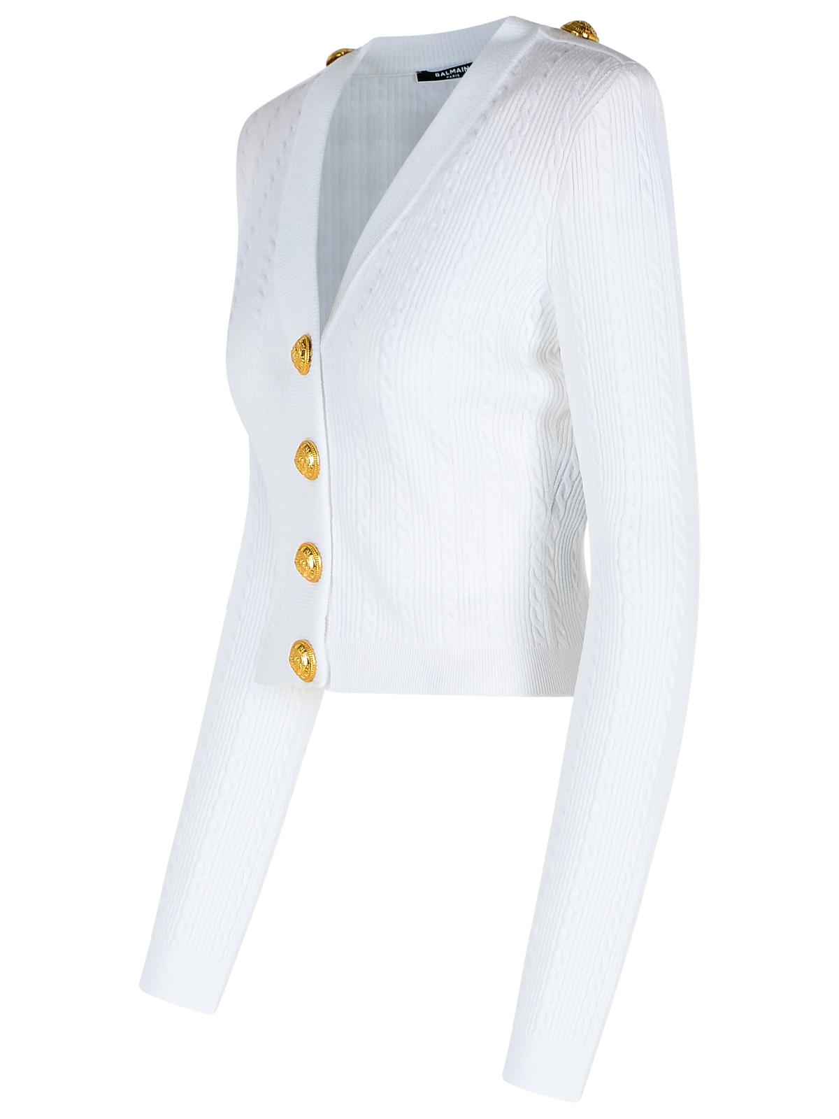 Balmain White Viscose Blend Cardigan Women by Luosophy