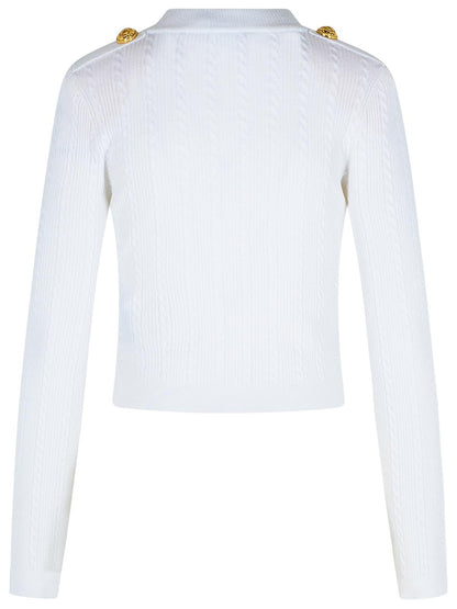 Balmain White Viscose Blend Cardigan Women by Luosophy