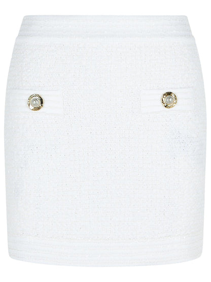 Balmain White Cotton Blend Miniskirt Women by Luosophy