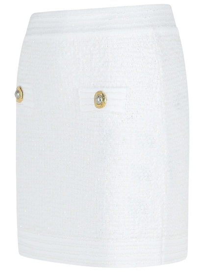 Balmain White Cotton Blend Miniskirt Women by Luosophy