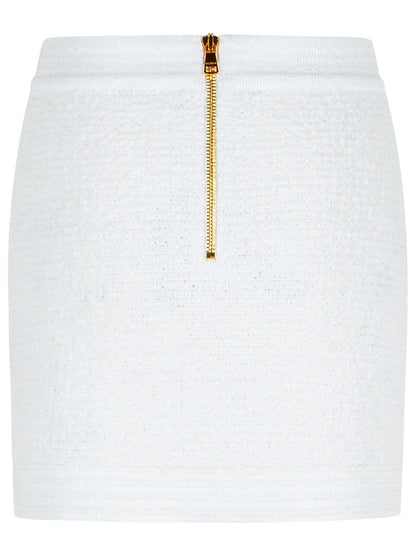 Balmain White Cotton Blend Miniskirt Women by Luosophy