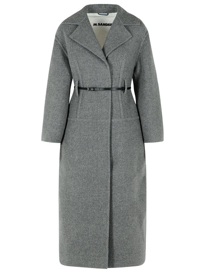 Jil Sander Grey Virgin Wool Coat Women by Luosophy