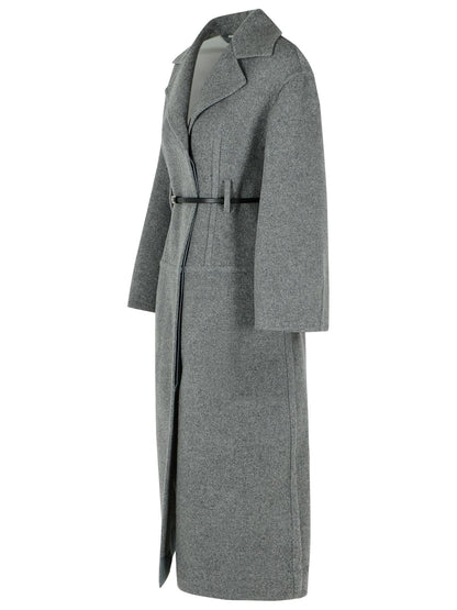Jil Sander Grey Virgin Wool Coat Women by Luosophy