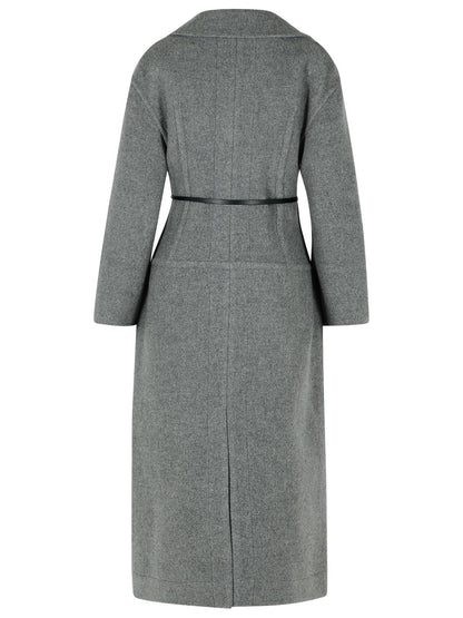 Jil Sander Grey Virgin Wool Coat Women by Luosophy