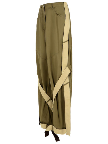 The Attico Green Cotton Blend Pants Women by Luosophy