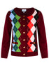 Ganni Burgundy Merino Wool Blend Check Cardigan Women by Luosophy