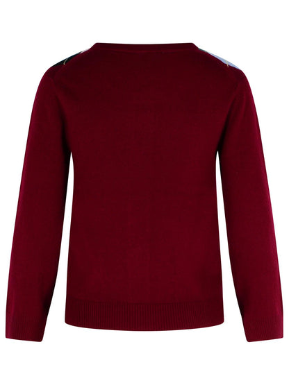Ganni Burgundy Merino Wool Blend Check Cardigan Women by Luosophy