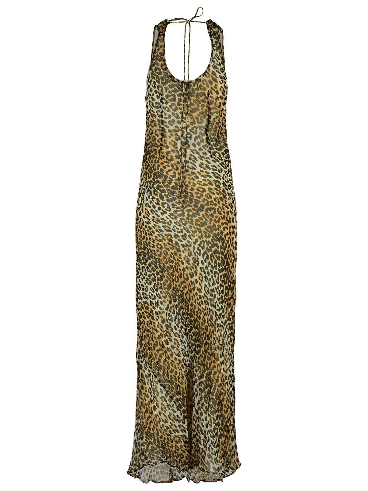 Ganni Leopard Print Viscose Long Dress Women by Luosophy