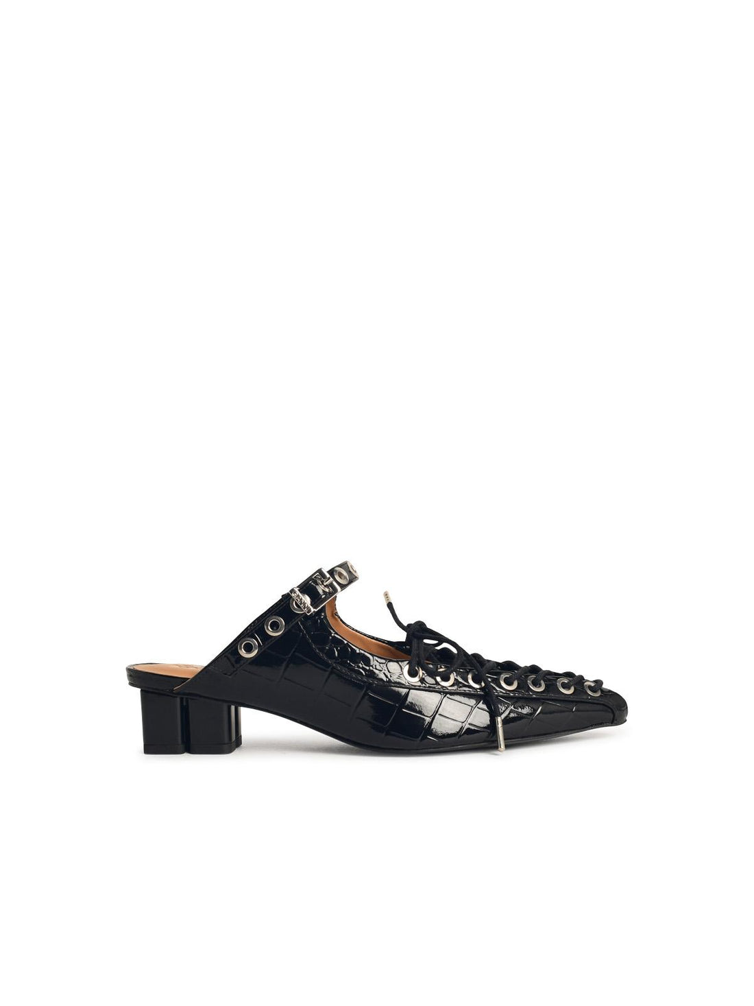Ganni Mules With Laces In Black &