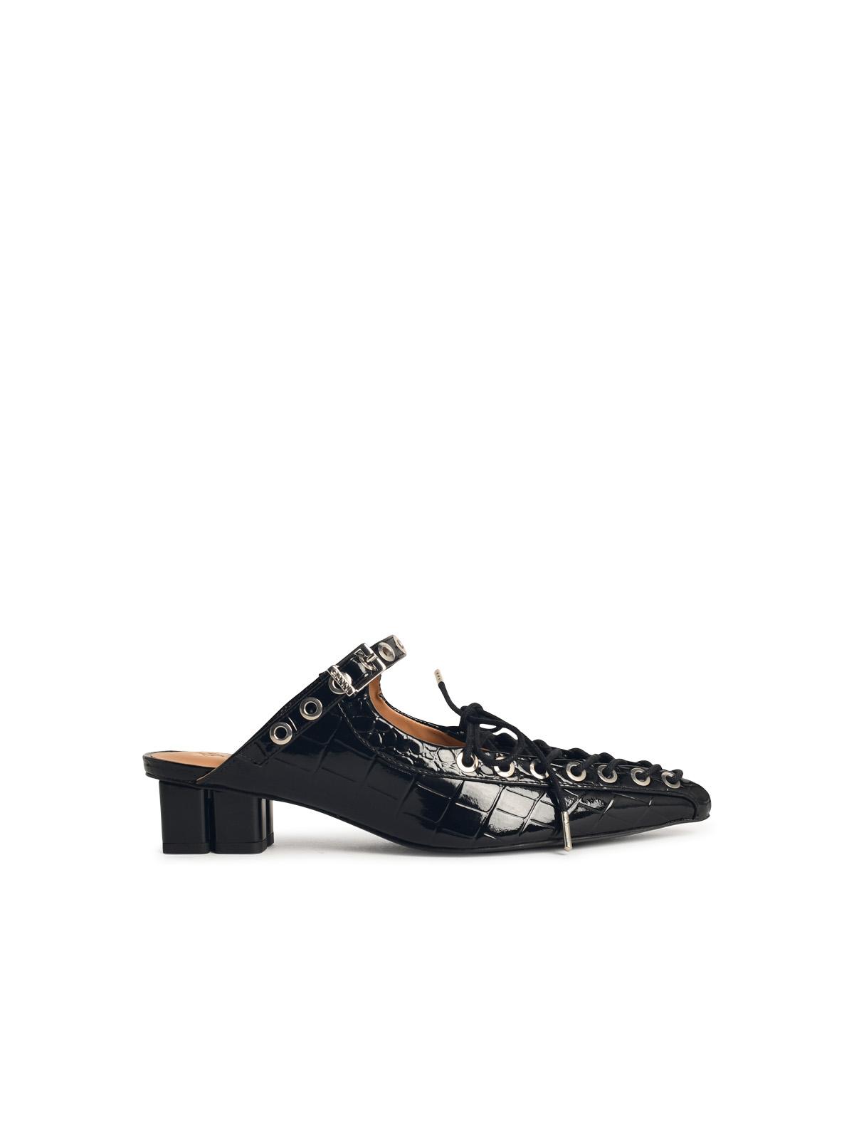 Ganni Mules With Laces In Black &