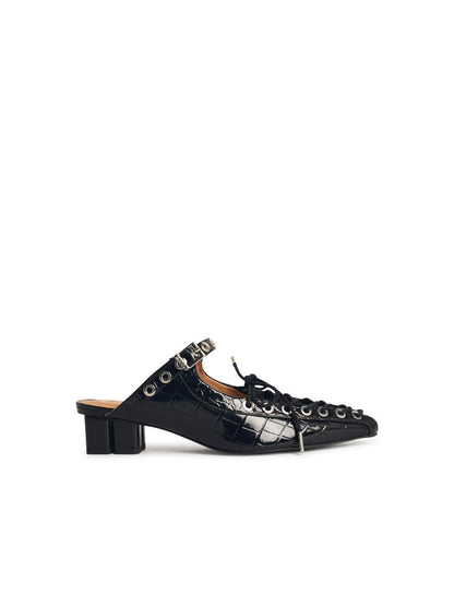 Ganni Mules With Laces In Black &