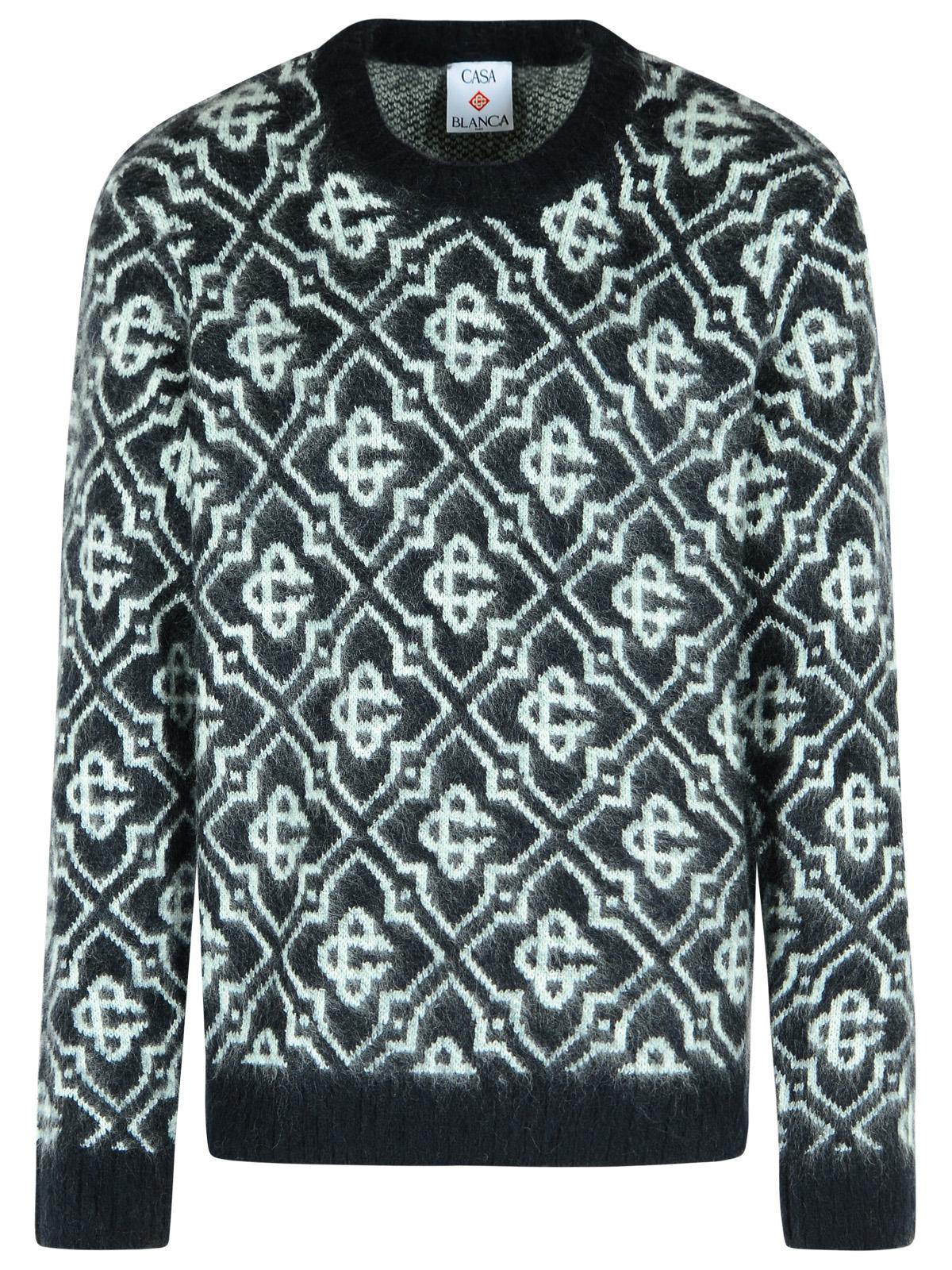 Casablanca Black Mohair Blend Monogrammed Sweater Men by Luosophy
