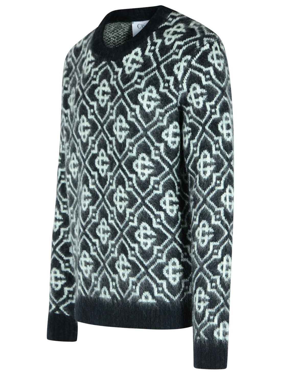 Casablanca Black Mohair Blend Monogrammed Sweater Men by Luosophy