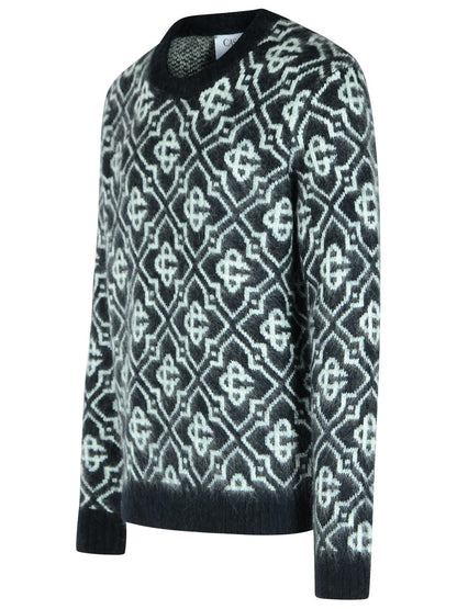 Casablanca Black Mohair Blend Monogrammed Sweater Men by Luosophy