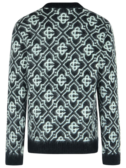 Casablanca Black Mohair Blend Monogrammed Sweater Men by Luosophy