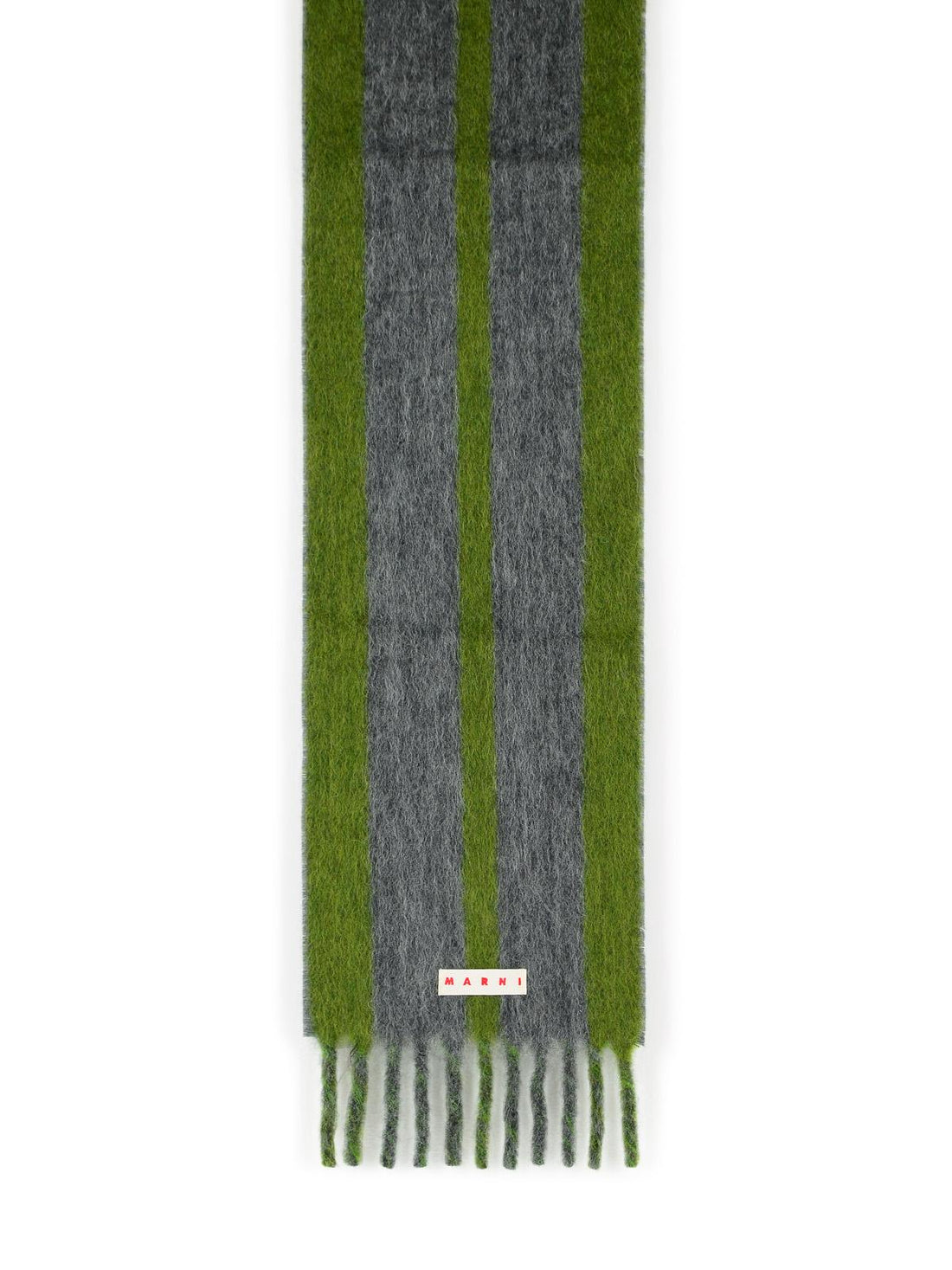 Marni Grey Mohair Blend Scarf With Fringes Men by Luosophy