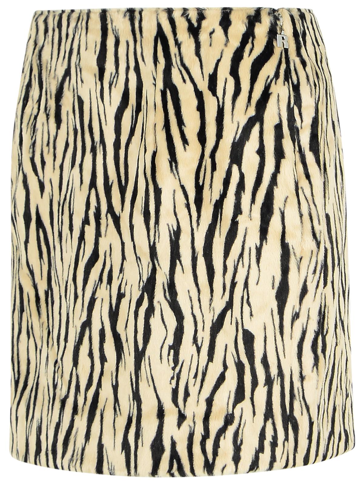 Rotate Printed Faux Fur Skirt Women by Luosophy