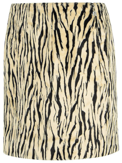 Rotate Printed Faux Fur Skirt Women by Luosophy