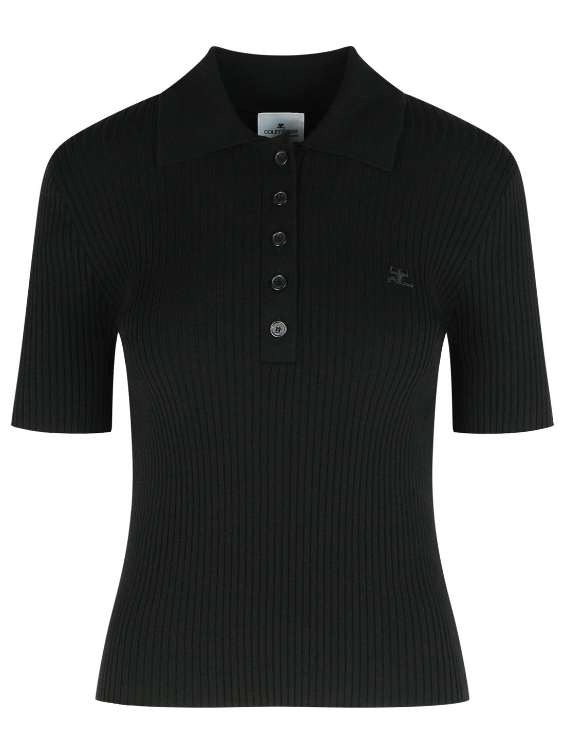 Courreges Black Viscose Blend Polo Shirt Women by Luosophy